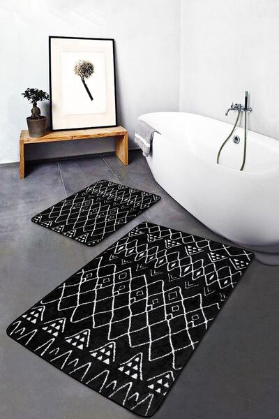 Realhomes طقم مكون من قطعتين، طقم سجادة حمام مكون من قطعتين بتصميم هندسي أصلي...