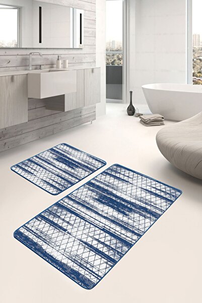 Realhomes طقم سجادة مطبخ للحمام مكون من قطعتين بتصميم هندسي عتيق على خلفية با...
