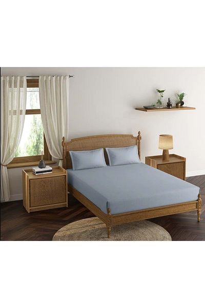 Romans Luxury Elastic Combed Cotton Sheet 100x200 Cm Ice Blue