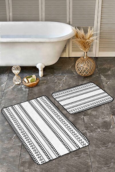 Realhomes طقم سجادة حمام مكونة من قطعتين بتصميم إسكندنافي مع زخارف محلية على ...
