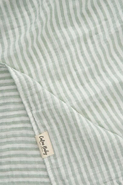 Caline Baby قماط موسلين مخطط طبقتين 20/20 - 120x120 سم أخضر