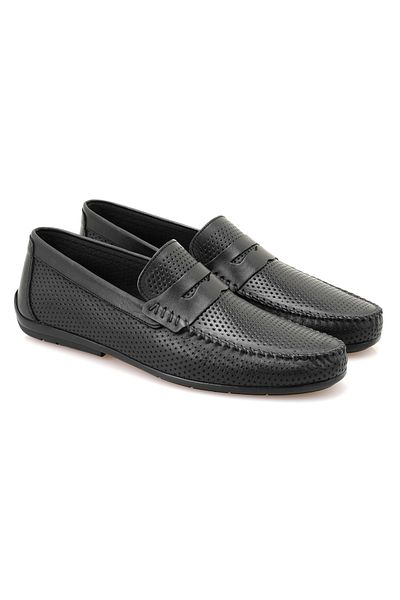 Desa Мъжки кожени мокасини Chaney Black