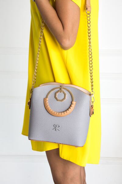 ImPolo Geantă de mână Sophia P.Grey cu trei ochi - Mâner cerc, dimensiune 22x25