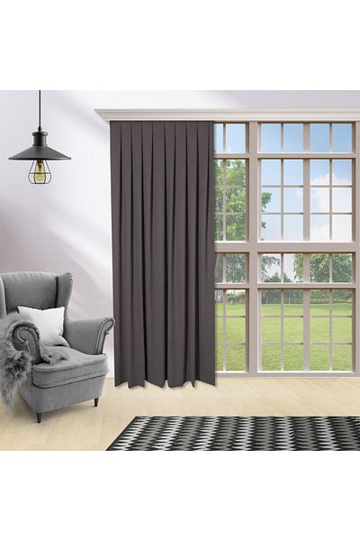 perhal perde ve halı Single Wing Dark Gray Anthracite Color Island 1-2 Sparse Pleat Background Curtain
