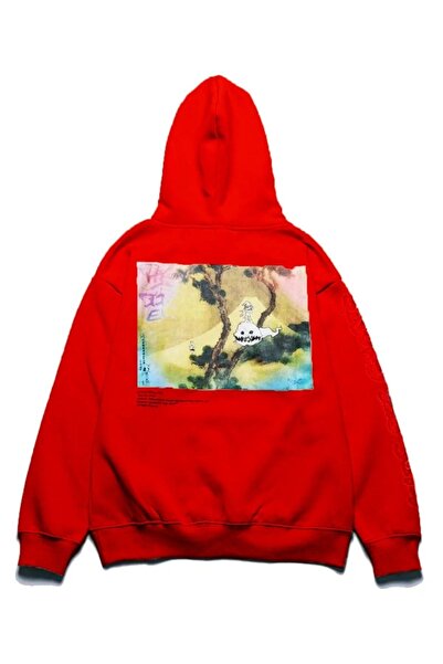 Benisengiydir Мъжки червен суичър с качулка с принт на Kanye West