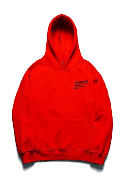 Benisengiydir Мъжки червен суичър с качулка с принт на Kanye West