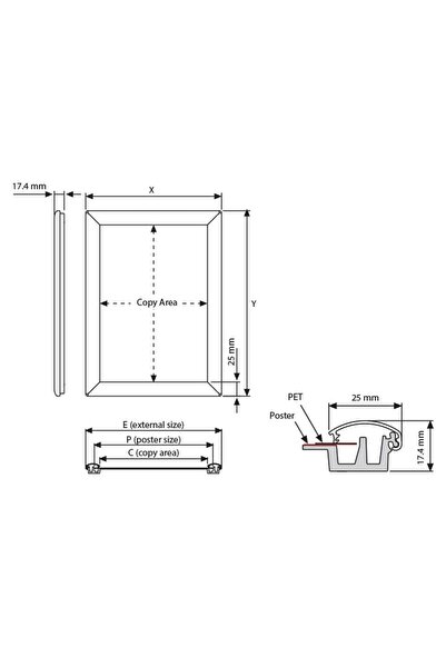 Snapper Alüminyum Açılır Kapanır Çıtçıtlı A4 Reklam Çerçevesi Eko 25 Mm
