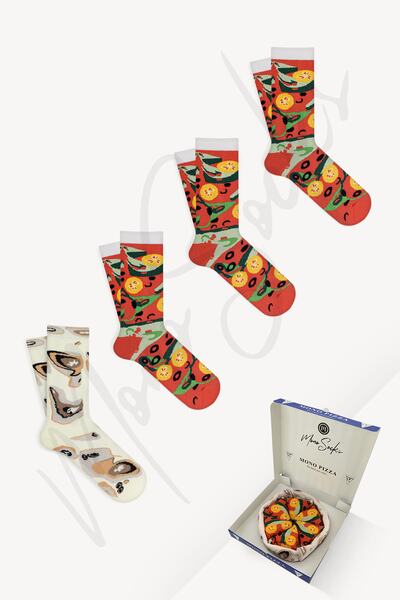 Mono Socks Vege - 4'lü Pizza Çorap