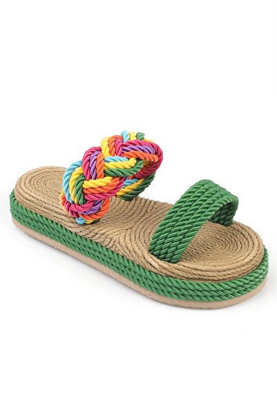 Capone Outfitters Capone Wedge Heel String Multi Green Women's Slippers