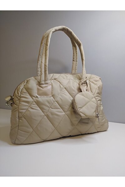 VEGGO Cüzdanlı Puf Kumaş Kapitone Omuz Çantası