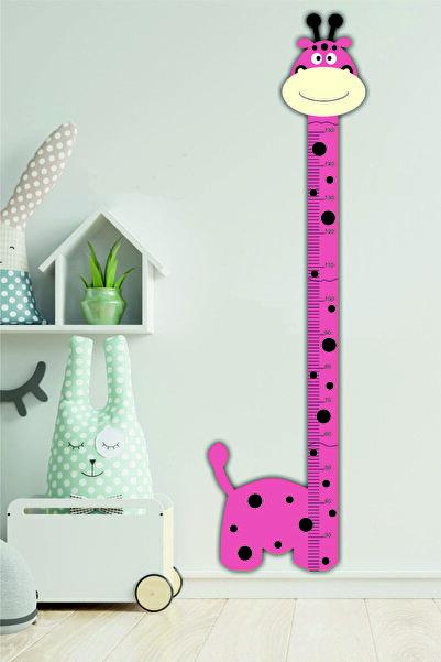 Amorfoz Giraffe Patterned Wooden Decor Pink Height Gauge