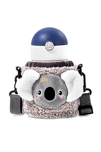 DILLER 300ml Steel Thermos Children's Flask with Cute Animals Plush Cover and...