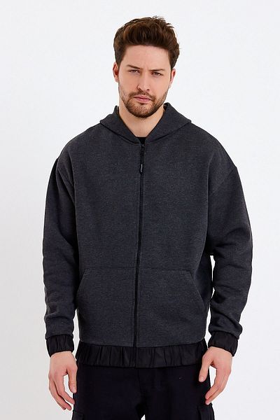 JAHR MARC Ανδρικό μπουφάν Oversize με κουκούλα σε σκούρο γκρι