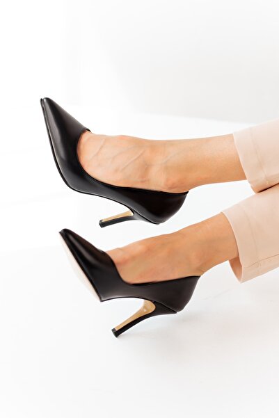 La Limar Limar Siyah Cilt Kadın Topuklu Ayakkabı