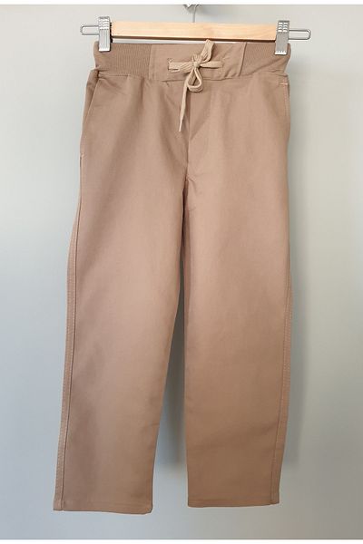 moonsher Unisex School Pants Sand Beige (Ribbed Waist)