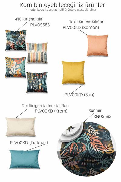 Pilloveland Husă de pernă din piele întoarsă, imprimata fata-verso, cu model de frunze colorate
