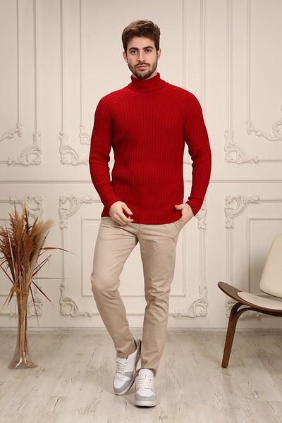 RTD&VLD Rtd & Vld Men's Red Full Turtleneck Sweater