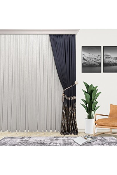 perhal perde ve halı Yeni Model Gümüş Çizgili Kırışmayan Etekleri Kurşunlu Pi...