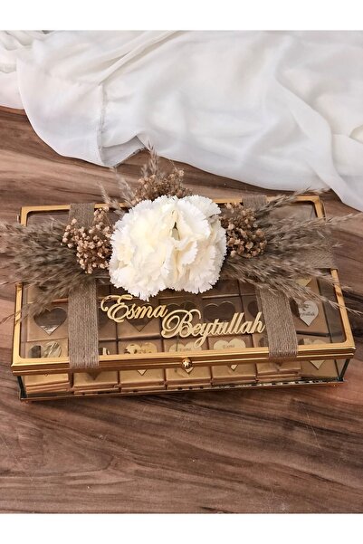 Masalsı Concept 80 Ad Madlen Kız Isteme Çikolatası, Cam Kutuda Özel Süsleme S...