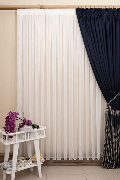 perhal perde ve halı Latest Fashion Tulle Curtain with Thick Stripes, Wrinkle-Free, Leaded Skirts, Pleat-Free
