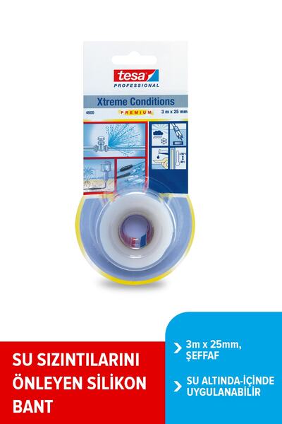 Tesa Boru Hortum Sızdırmazlık Tamir Bandı, Silikon, Şeffaf, 3m X 25mm