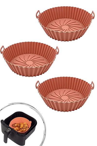 Buffer ® 3 Pieces Heat Resistant Washable Silicone Oven and Airfryer Round Cooking Mat 20 Cm