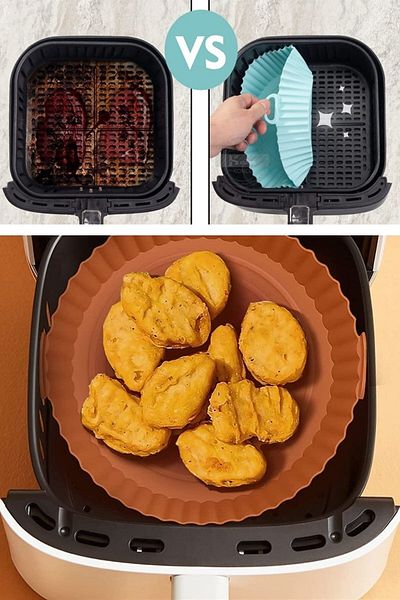 Buffer ® 3 Pieces Heat Resistant Washable Silicone Oven and Airfryer Round Cooking Mat 20 Cm
