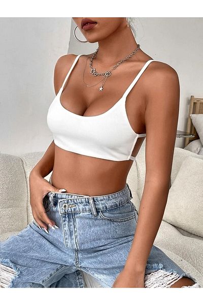 SYM Thin Strap Pool Neck Back Detailed Bustier Crop