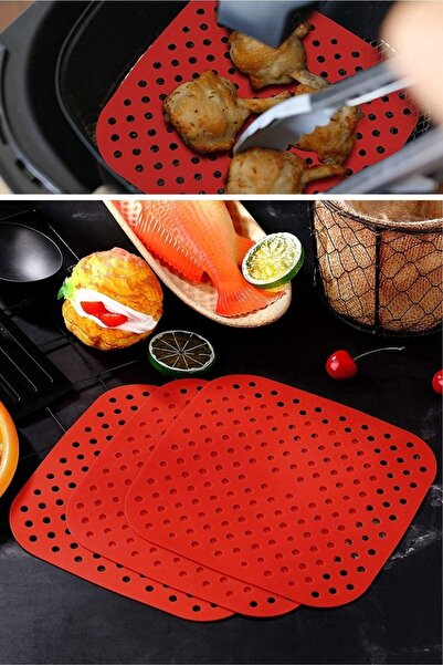 Buffer ® 3 Pieces Heat Resistant Washable Silicone Oven and Airfryer Square Baking Mat 21.5cm