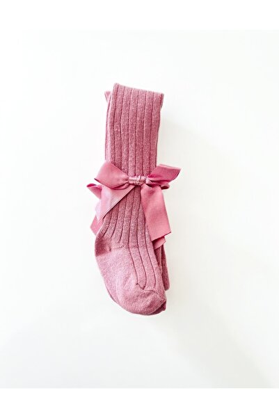 COLORED BABY Kız Bebek Pembe Fiyonk Detaylı Külotlu Çorap