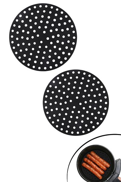 Buffer ® 2 Pieces Heat Resistant Washable Silicone Oven and Airfryer Round Baking Mat 23cm