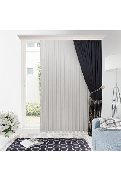 perhal perde ve halı Yeni Model Şantuk Desenli Kırışmayan Etekleri Kurşunlu 1...