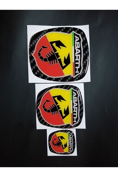 CVS Fiat Linea (Old No Makeup Case) Abarth Logo Set 3 Pieces (Front - Rear - Steering Wheel)