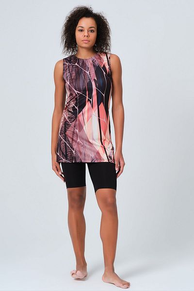 ALFASA Patterned Zero Sleeve Semi Covered Swimsuit