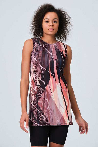 ALFASA Patterned Zero Sleeve Semi Covered Swimsuit