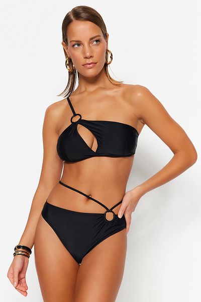 Trendyol Collection Чорні аксесуари Регулярні трусики бікіні Paca TBESS23BA00129
