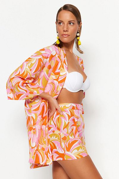 Trendyol Collection Абстрактний візерунчастий тканий 100 бавовняний пляжний сорт TBESS23SR00023
