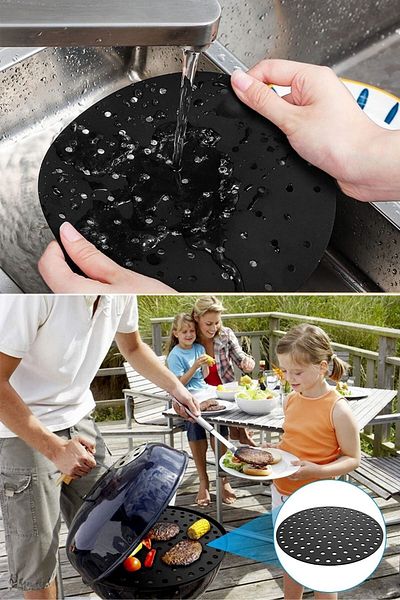 Buffer ® 3 Pieces Heat Resistant Washable Silicone Oven and Airfryer Round Baking Mat 23cm
