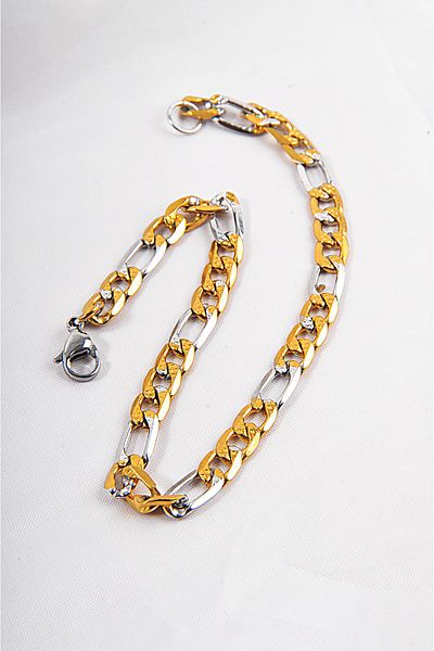 EUROMODA Gold and Metallic Colored Unisex Bracelet with Steel Chain