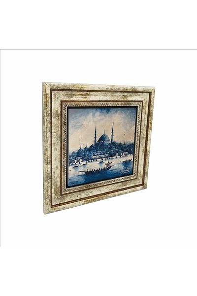 Sadrazam Eminönü New Mosque Fantastic Drawing Πίνακας από φυσική πέτρα 25cmx25cm Krt-042
