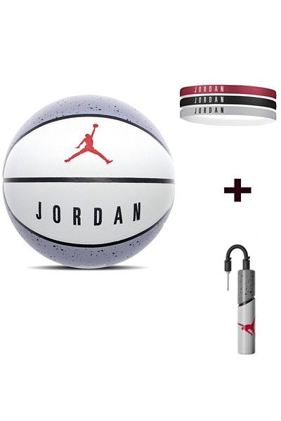 JORDAN Set of 3 Playground Basketball Ball + 3-Piece Hair Band + Ball Pump