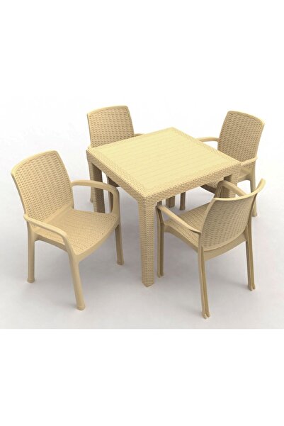 Estelia Netaks Efes 4’lü Set (4 SANDALYE 1 MASA) Camsız Ürün Bahçe, Balkon