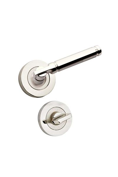 KOLDOOR Saray Nickel Satin Rosette WC Bathroom Door Handle Right and Left 1 Set