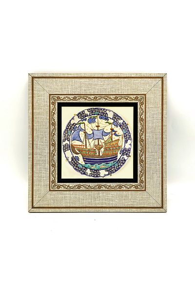 Sadrazam 20cmx20cm Masă MDF imprimată cu navă - Krg-131