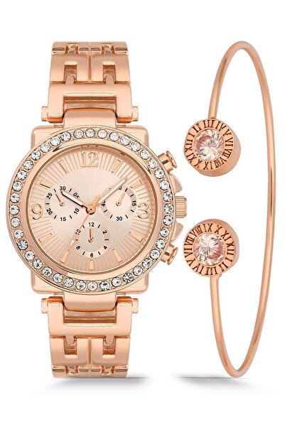 Newera Watch ساعة يد نسائية بحزام معدني مع سوار Kk350073