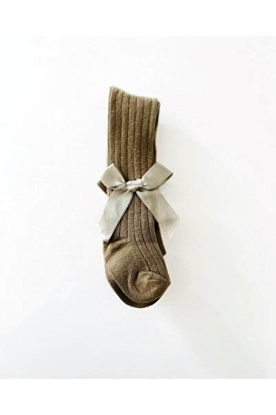 COLORED BABY Kız Bebek Fiyonk Detaylı Haki Külotlu Çorap