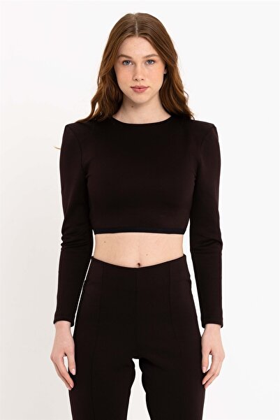 JAHR MARC مبطن بلوزة المحاصيل السوداء