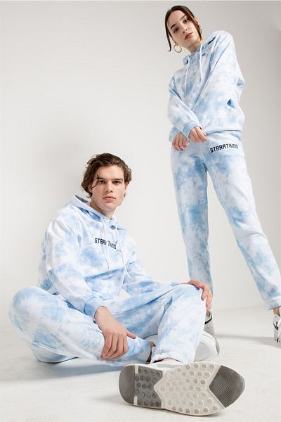 JAHR MARC Ανδρικό παντελόνι Tie-dye Washed Blue Oversize
