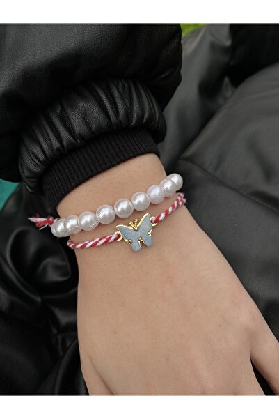 Fiamoss Marteniçka Bracelet with Butterfly Detail and Pearls