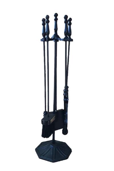 Serra Şömine Maşa Takımı Sekizgen Siyah Ayaklı